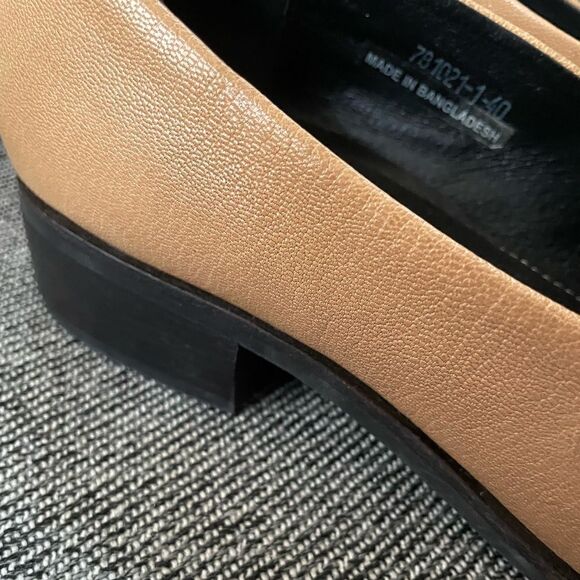 Textured leather heeled loafer 40 TAN - Picture 14 of 14